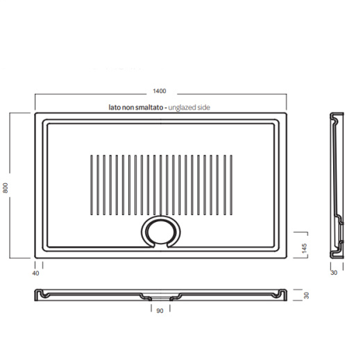 Душевой поддон Hatria LIF H3 SBY1ZV01 140х80 фаянс белый - фото 3
